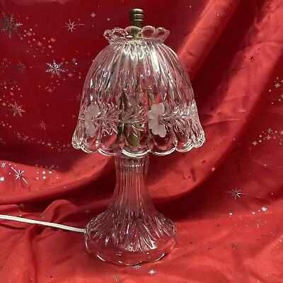 VTG Lead Crystal Table Lamp Heavy Cut Glass Vanity Boudoir Accent Nightlight • $25.90