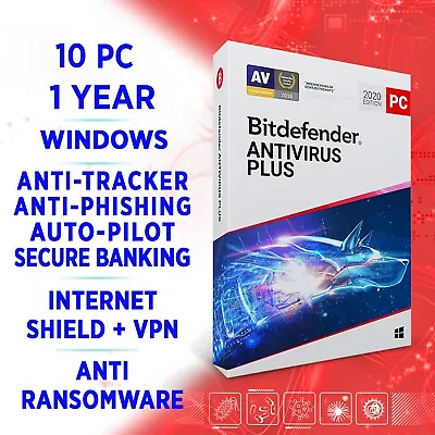 Bitdefender Antivirus Plus 2024 10 PC 1 Year / FULL EDITION +VPN • $47.99