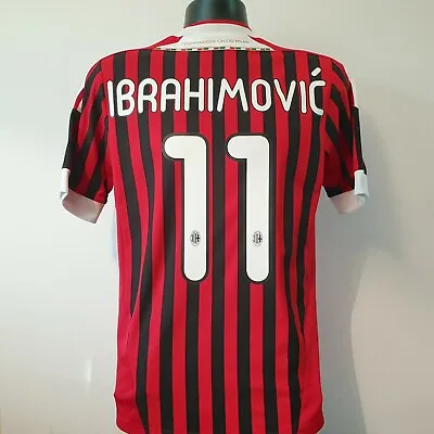 IBRAHIMOVIC 11 AC Milan Shirt - Small - 2011/2012 - Home Jersey Adidas • £89.99