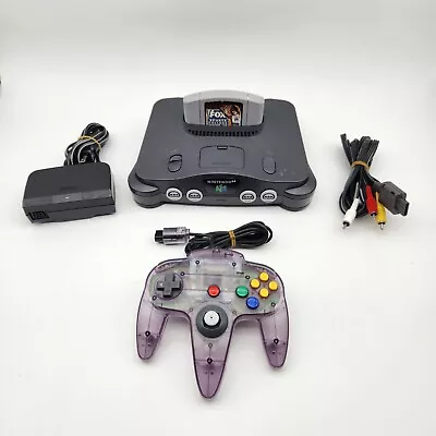 Nintendo 64 Console Black With Atomic Purple Controller All Cables 1 Game • $89.95