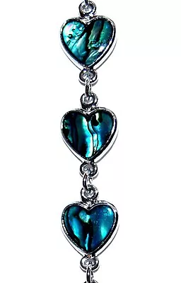 Genuine Paua Abalone Shell Romantic Heart Bracelet #i-3 Fast Usa Shipping! • $7.75