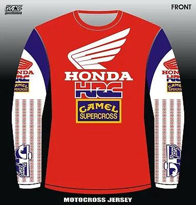Customize Vintage Motocross Honda Hrc Camel Sx Jt Name+Number Jersey Size M-XXL • $50