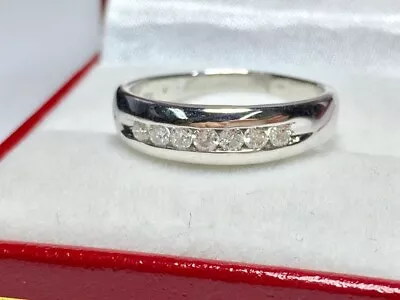 0.35 Ct Round Certified Moissanite Wedding Eternity Band Solid 14K White Gold 8 • $607.05