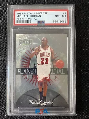 Michael Jordan 1997-98 Skybox Metal Universe #1 Planet Metal 💎 PSA 8 NM/Mint • $1199.52