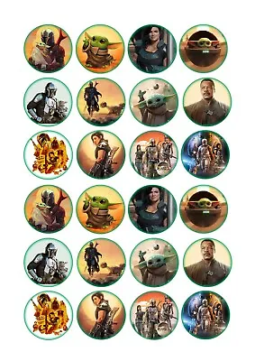 24 X Baby Yoda / Mandalorian Star Wars Cup Cake Toppers Rice / Wafer Paper • £1.50