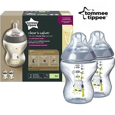 £9.79 • Buy Tommee Tippee 260ml Slow Flow, Closer To Nature Baby Feeding Bottles, 0+Months