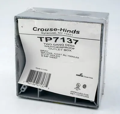 Eaton Crouse Hinds Series 2 Gang Deep Weatherproof Outlet Box Gray TP7137 • $24.95