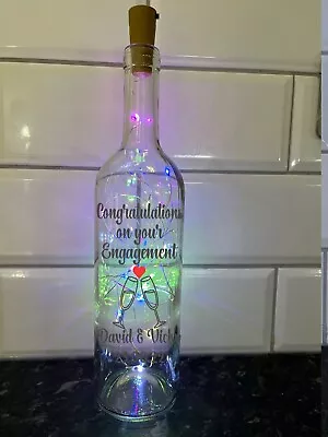 Personalised  Congratulations On Your Engagement Light Up Bottle Present 007 • £12.95