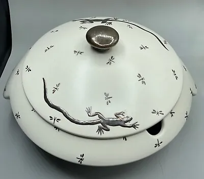 Emilia Castillo Mexico Ceramic And Silver Salamanderdragonfly Soup Tureen • $500