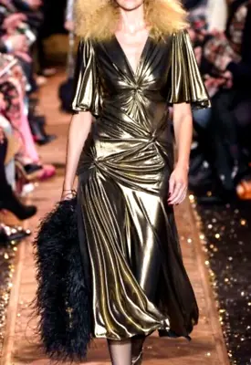 Michael Kors Collection Runway Metallic Antique Gold Twist Cocktail Dress US 0 • $1220.43