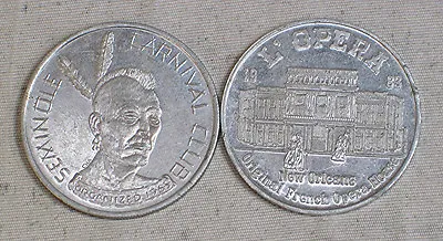 2 Vintage Mardi Gras Coins; L'Opera & Seminole Carnival Club • $17.08