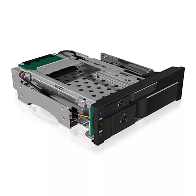 ICY BOX IB-173SSK Mobile Rack For 2.5  + 3.5  SATA/SAS HDD 5.25  Bay SATA III • £52.86