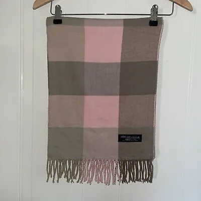 £14.99 • Buy Pink Made In Scotland 100% Pure Cashmere Scarf Checked Pattern