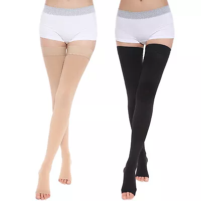 Compression Stockings Thigh High Medical Varicose Veins 23-32mmHg Socks Open Toe • $15.99