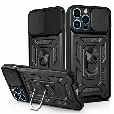 Case For IPhone 15 14 Pro Max 13 12 8 7 Kickstand Armor Ring Slider Camera Cover • £5.99