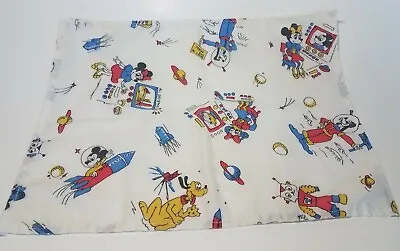 Disney Handkerchief Mickey Minnie Pluto Goofy Moon Space Rocket  13x10 Handmade? • $4