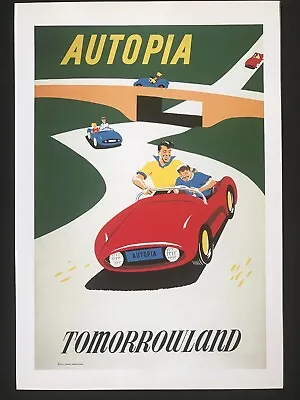 Disneyland Attraction Poster Autopia Mini Lithograph 40th Tomorrowland • $14.99