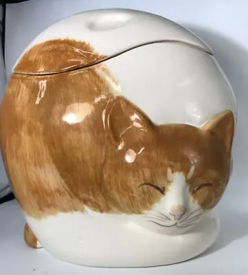 Large Ceramic Sleeping Orange Cat Cookie Jar Preowned 9 Inches Tall NS Gustin Co • $19.99