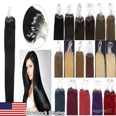 Micro Links Human Hair Extensions Micro Loop Bead Remy Russian Straight Hair200g • $38