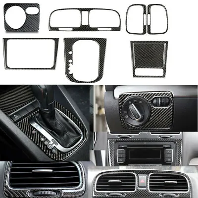 8× Carbon Fiber Interior Set Kit Trim For Volkswagen VW Golf 6 MK6 GTI 2008-2012 • $57.95