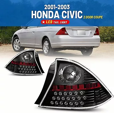 For 2001-2003 Honda Civic Coupe Tail Lights Smoke LED Brake Lamps Replacement  • $143.99