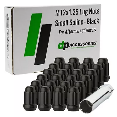 Black M12x1.25 Closed End Spline Lug Nuts For Aftermarket Wheels - Set Of 24 • $37