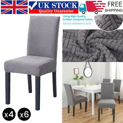 £23.99 • Buy 4/6x Dining Chair Seat Covers Banquet Home Protective Stretch Removable Cover