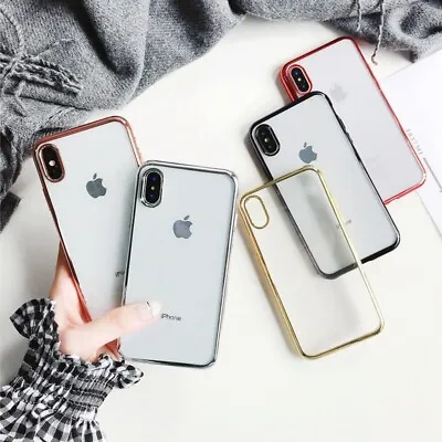 $6.90 • Buy IPhone X XS Max XR Soft Clear Ultra Slim Gel Cover Electroplate Case For Apple