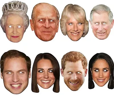 Royal Family Novelty Card Face Masks - Fancy Dress / Street Party • £3.75