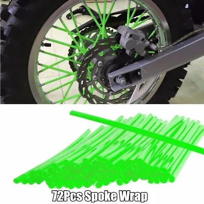 72Pcs Green Wheel Rim Spoke Wraps Skins Cover Fit For Motorcycle Dirt Pit Bikes • $12.42