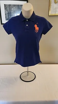 New Polo Ralph Lauren Women's SKINNY FIT Big Pony Polo Shirt BLUE  Size XS • $10.75