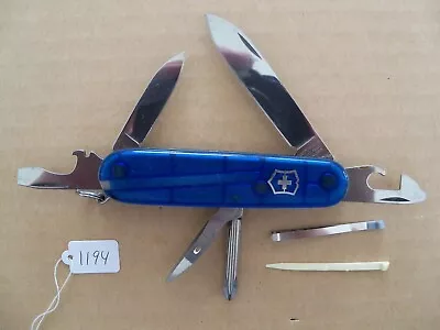 Victorinox Tinker Swiss Army Pocket Knife; Translucent Blue Sapphire - Very Good • $21.88