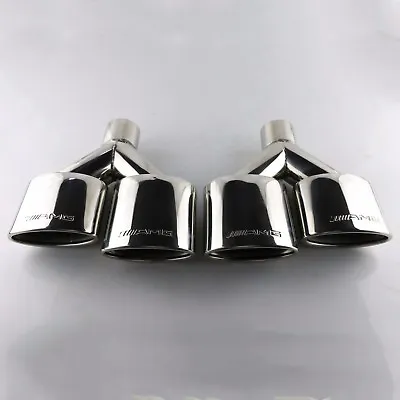 AMG Dual Universal Exhaust Stainless Oval Exhaust Tips For MERCEDES BENZ C-class • $219.99