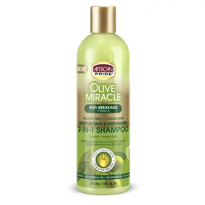 African Pride Olive Miracle Anti-Breakage 2-In-1 Moisturizing&Detangling Shampoo • £7.99