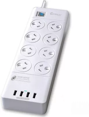 SANSAI Power Board Strip Extension 8 Outlet Surge 4 USB Charger (8 Way) NEW AU • $36.99