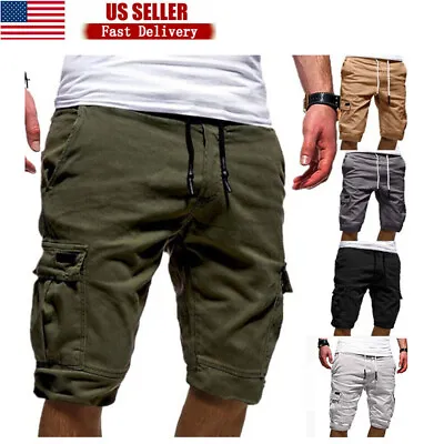 Mens Shorts Pants Cargo Casual Chino Fashion 6-Pockets Beach Trousers • $15.19