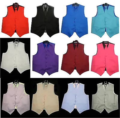 Mens Dress Vest With Neck Tie Set 12Colors All Sizes  • $19.99