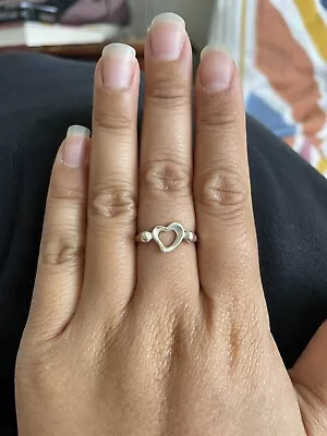 £96.70 • Buy Tiffany & Co Elsa Peretti Spain 925 Sterling Silver Mini Open Heart Ring Size 6