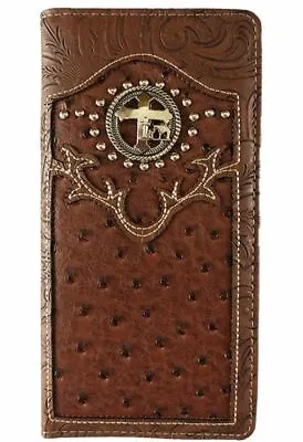 Cross Praying Cowboy Men Wallet Western Bifold Check Book Style W069-30 Brown • $12.99