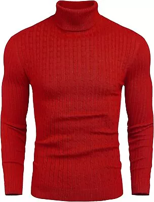 Nine Bull Mens Slim Fit Turtleneck Sweater Cable Knit Thermal Pullover Sweater • $67.69