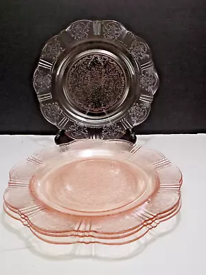 Set Of 4 MacBeth-Evans American Sweetheart Pink Glass 9-3/4  Dinner Plates • $39.95