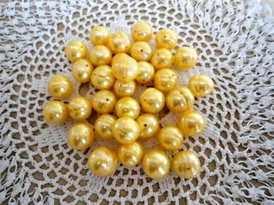 Natural Golden South Sea Baroque Pearls 10 - 11 Mm • £15