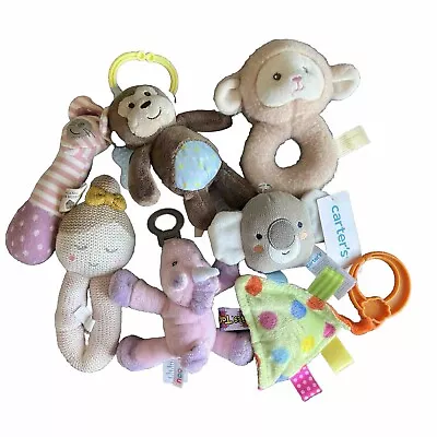 Baby Toy Rattles Squeeker Mini Plush Animal Lot 10 Random Stuffed Animals Shown • $14.95