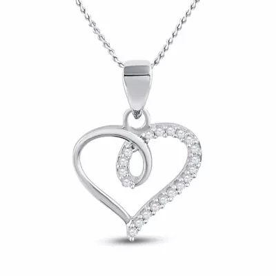 10kt White Gold Womens Round Diamond Heart Pendant 1/10 Cttw • $102.37