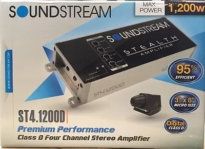 Soundstream ST4.1200D 1200 Watt Compact 4-Channel Motorcycle Car Audio Amplifier • $129.90