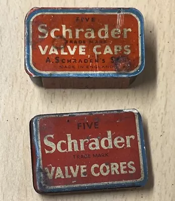 Vintage Schrader Valve Caps & Cores X2 Vintage Original Metal Tins • $16.16