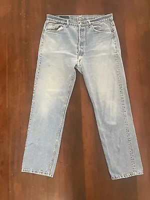 Vintage 1991 Levi's 501xx Light Blue Button Fly Jeans Mens 38x32 Made InUSA • $40
