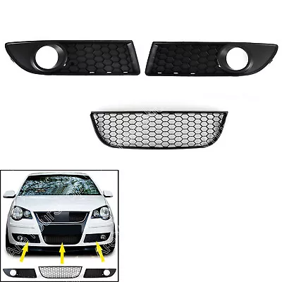Front Center Lower Bumper Grille + Fog Grill For VW Polo 9N3 Type 2005-2009 F1 • $53.99