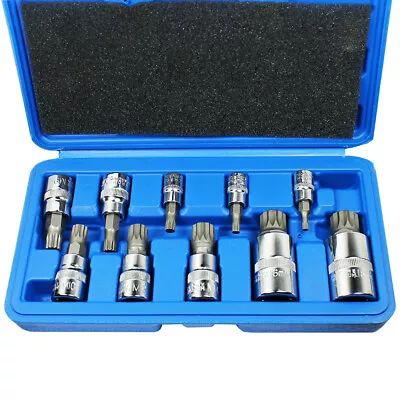 10pc XZN 12 Point Triple Square Spline Bit Socket Set Tamper Proof 4MM - 18MM • $17.76