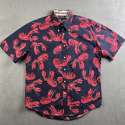 Vintage Tommy Hilfiger Shirt Mens Large Red Lobster All Over Print 90s Button Up • $24